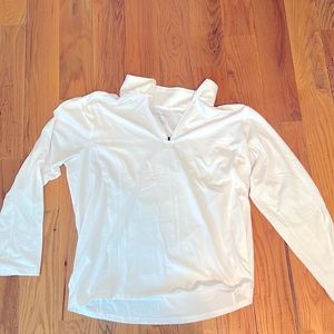 White Eddie Bauer long sleeve pullover with front zipper